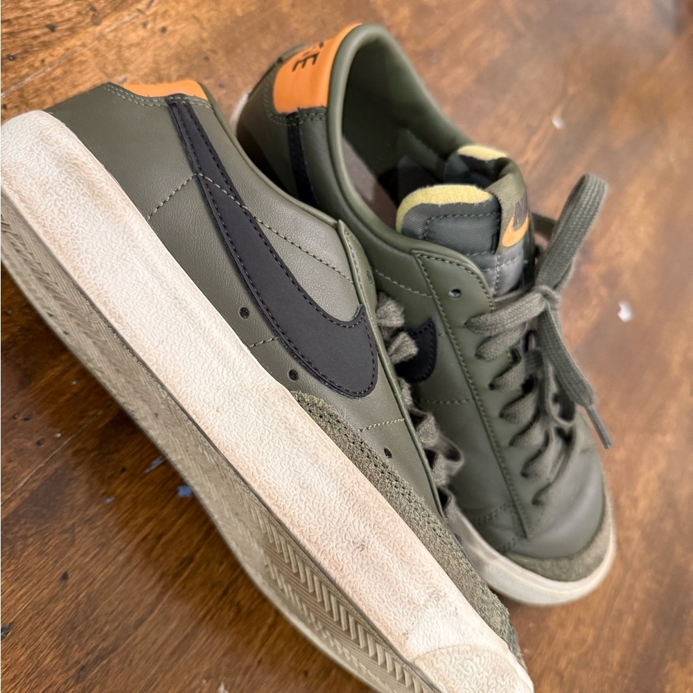 Nike Olive and Black Sneakers with Orange Accents